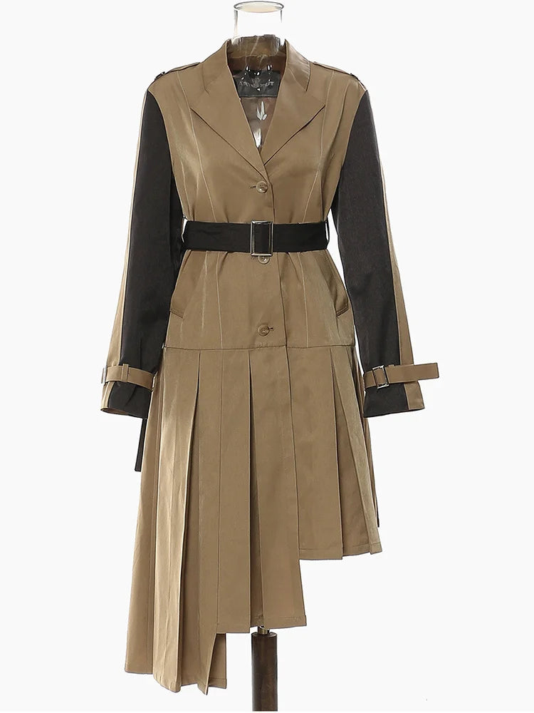 Pleated Trench Lapel Trench