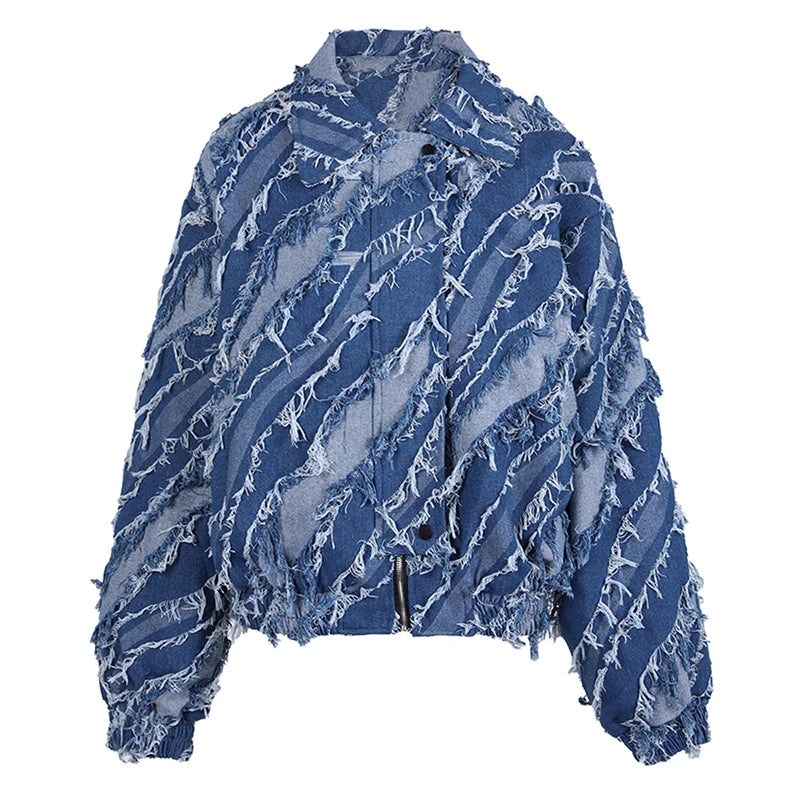 Denim Tassels Big Size Jacket