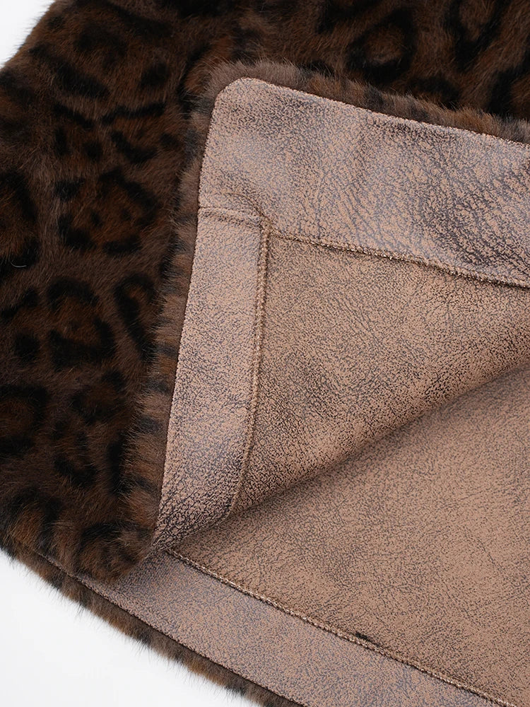 Brown Leopard Faux Fur Jacket