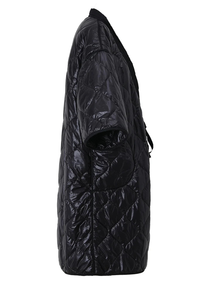 Black Cotton-Padded Long Parka