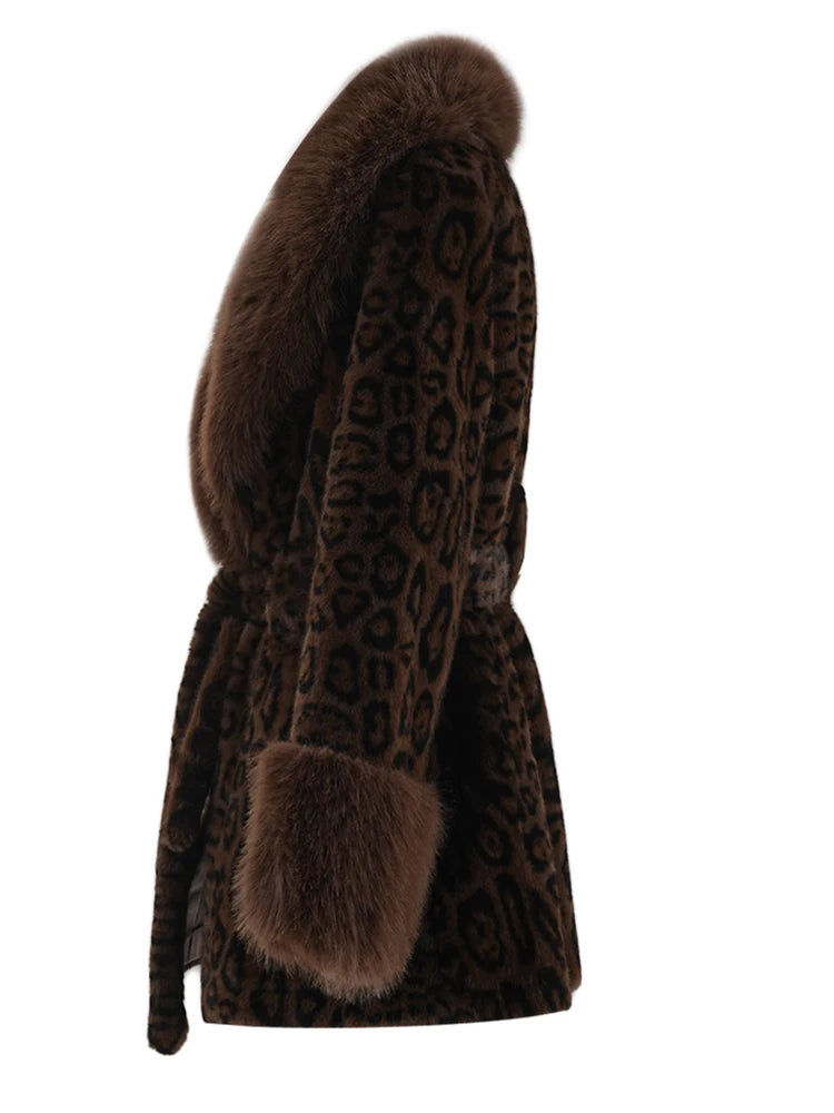 Brown Leopard Faux Fur Jacket