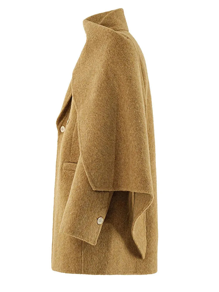 Woolen Scarf Collar Coat