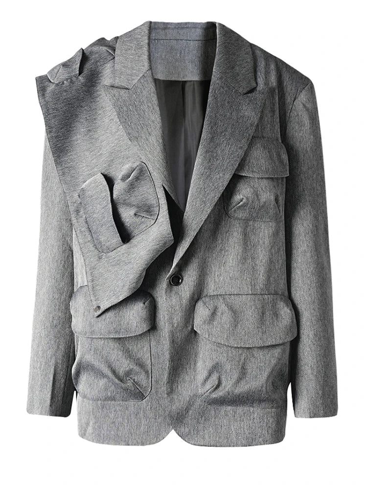 Gray Luxe Blazer with Pockets