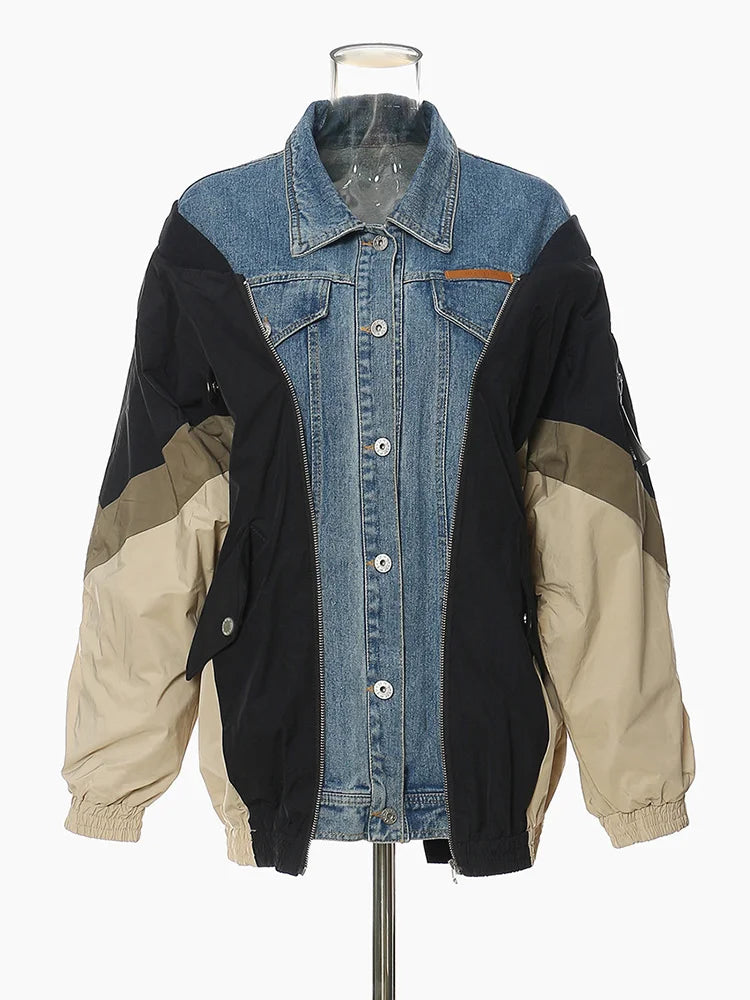 Denim Color-block Jacket