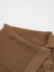 Brown Turtleneck Knit Pullover