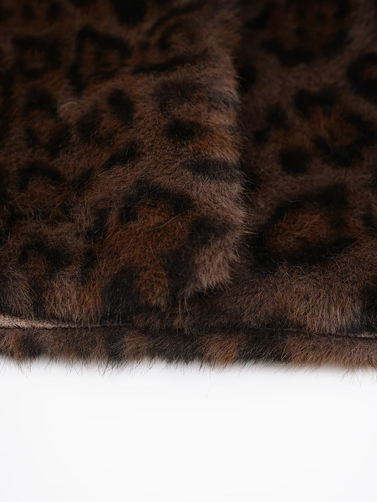 Brown Leopard Faux Fur Jacket