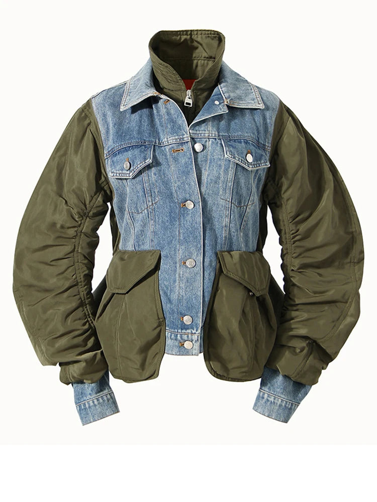 Denim Color-block Jacket