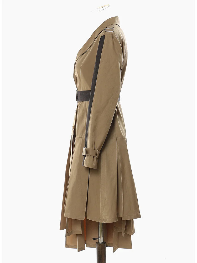 Pleated Trench Lapel Trench