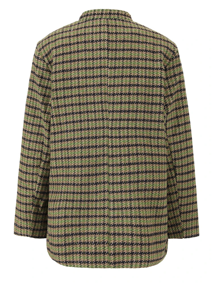 Green Plaid Woolen Jacket