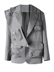 Gray Luxe Blazer with Pockets