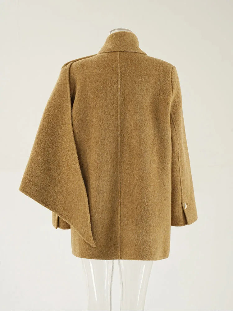 Woolen Scarf Collar Coat