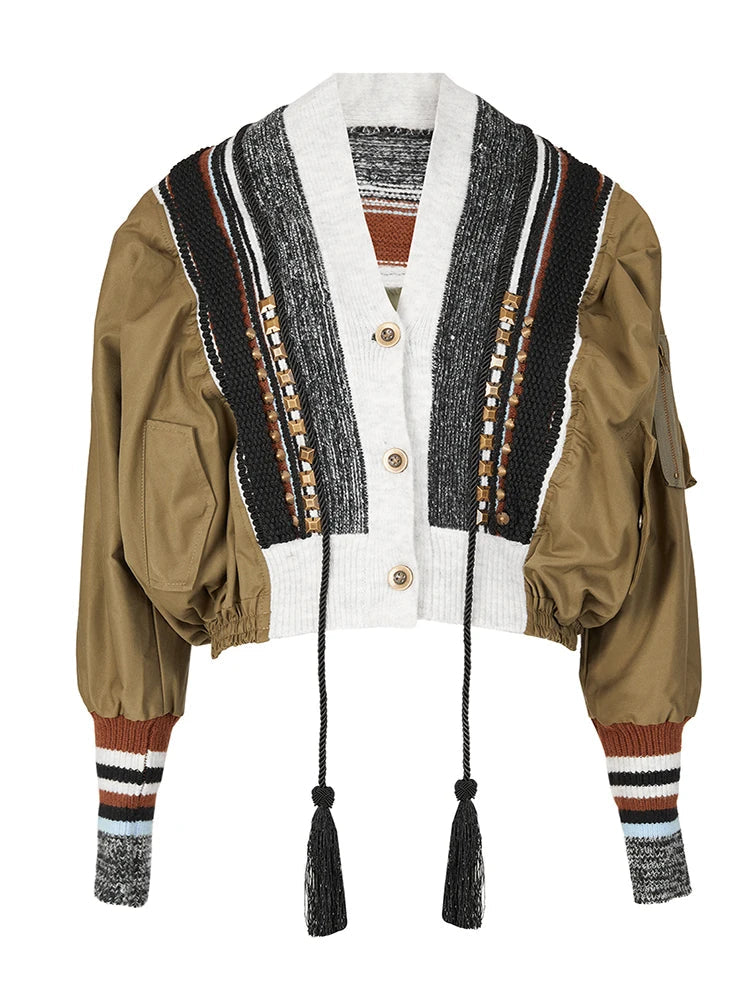 Rivet Tassel V-Neck Jacket