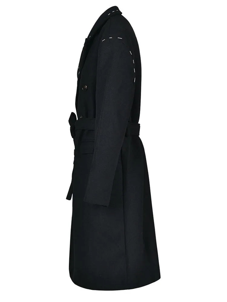 Topstitched Belted Trench Coat