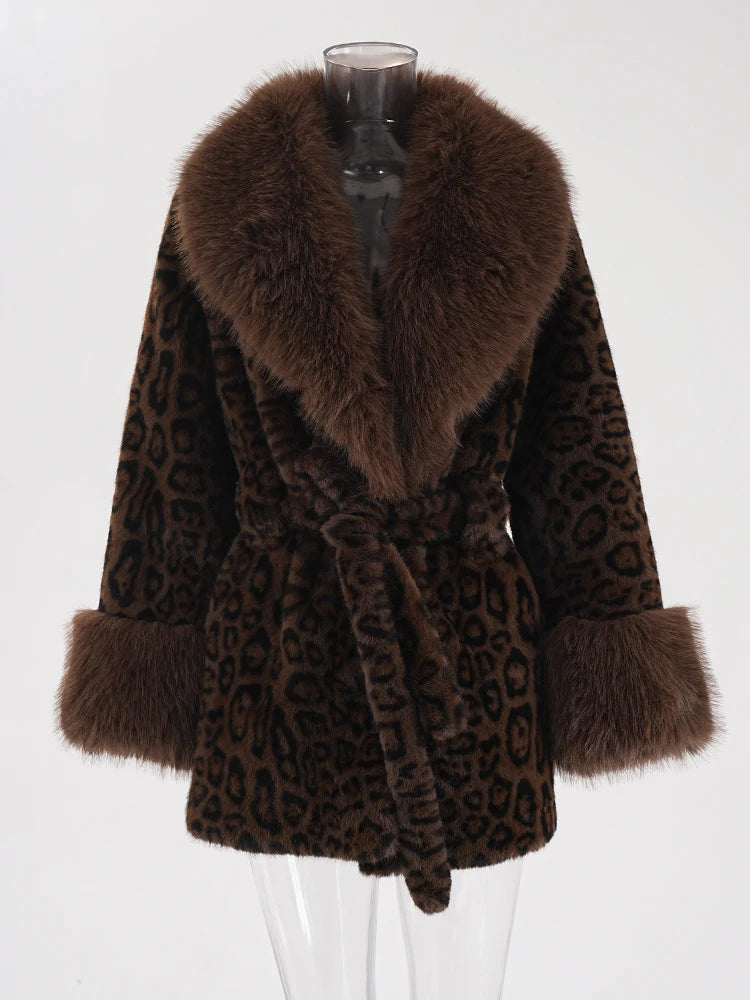 Brown Leopard Faux Fur Jacket