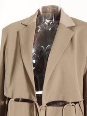 Khaki Hollow-Out Casual Blazer