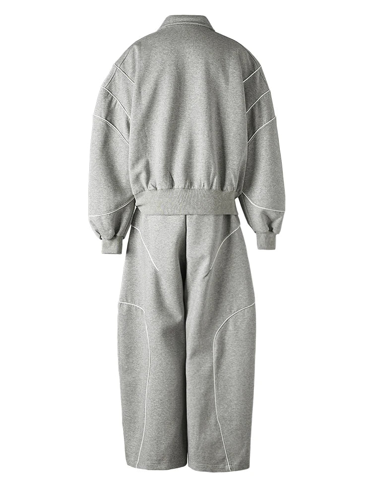 Gray Hoodie & Wide Pants Set