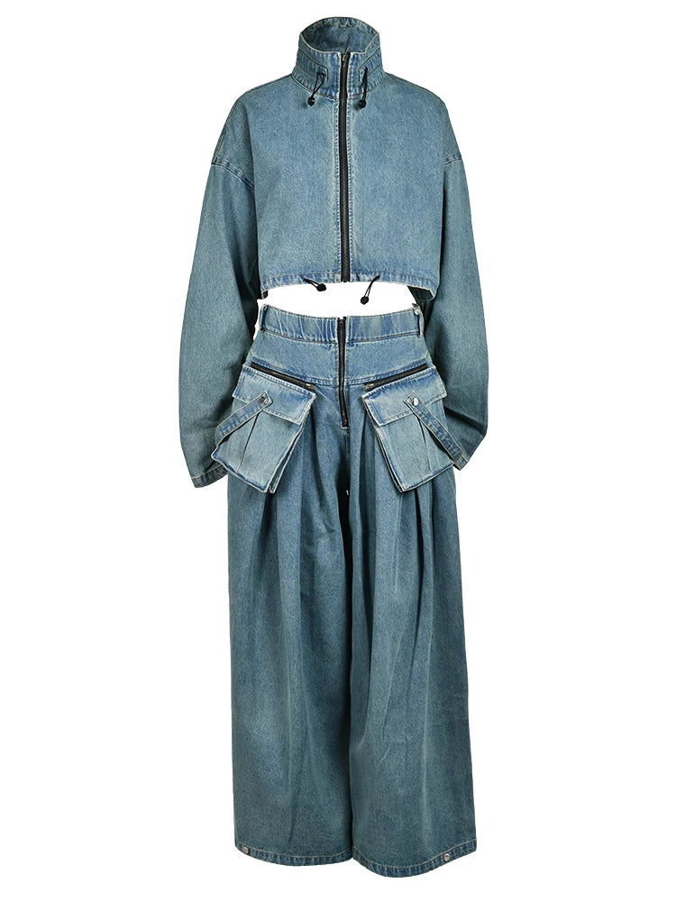 Denim Dream Jacket & Wide Leg Pant Set