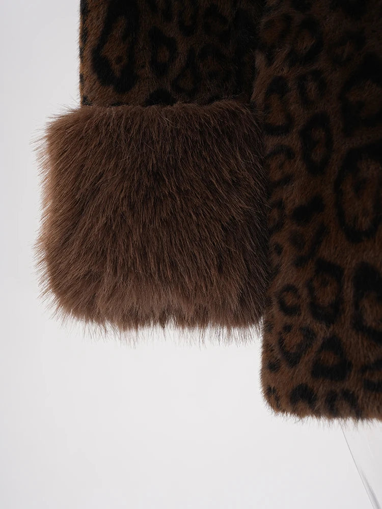 Brown Leopard Faux Fur Jacket