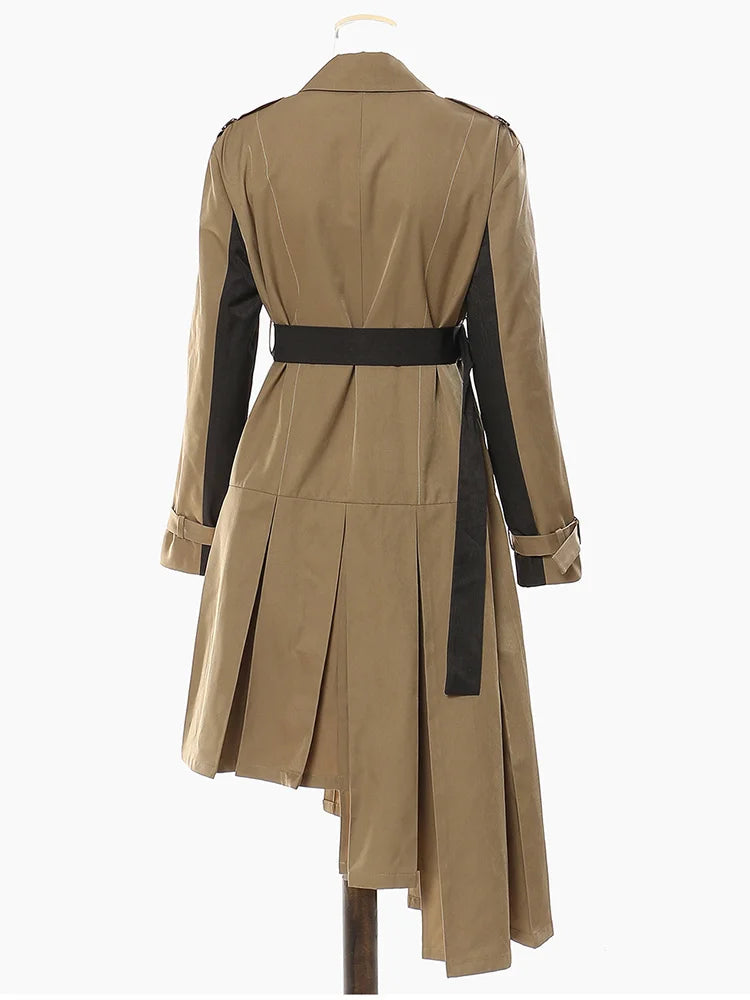 Pleated Trench Lapel Trench