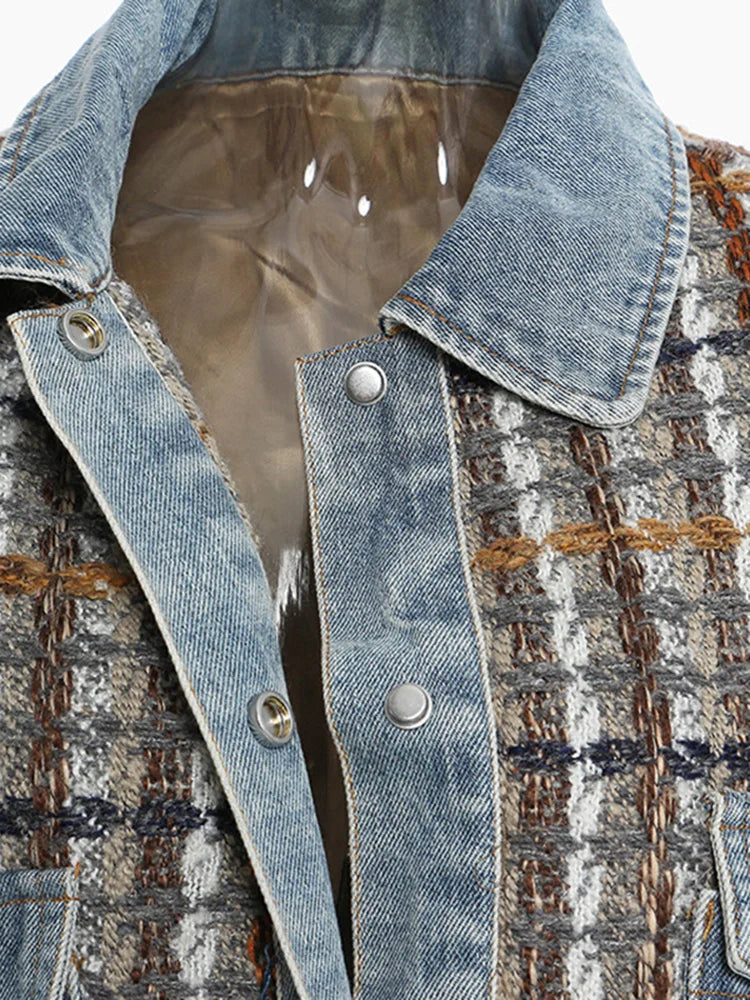 Denim Plaid Tweed Jacket