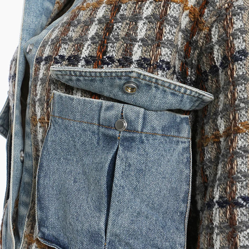 Denim Plaid Tweed Jacket