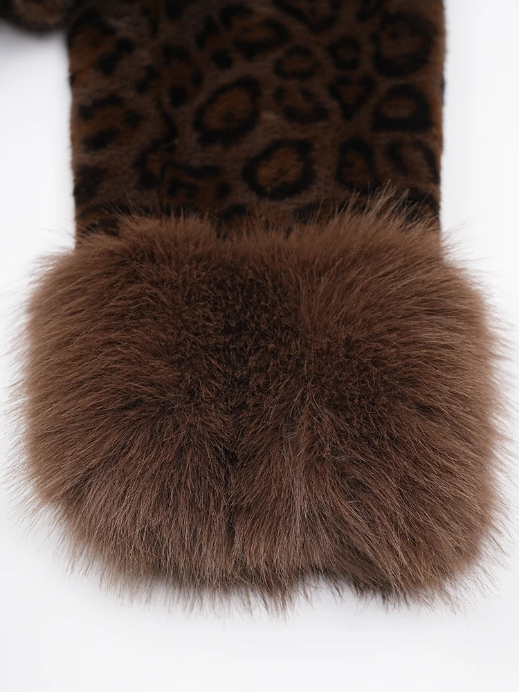 Brown Leopard Faux Fur Jacket