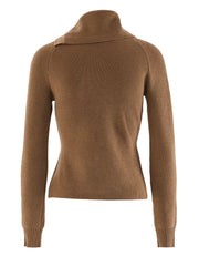 Brown Turtleneck Knit Pullover