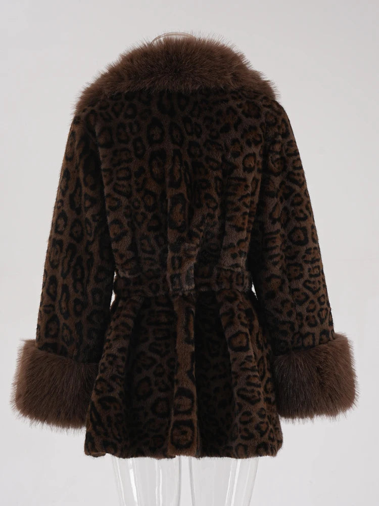 Brown Leopard Faux Fur Jacket