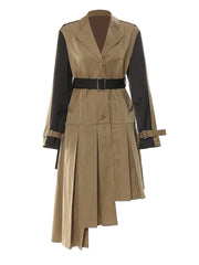 Pleated Trench Lapel Trench