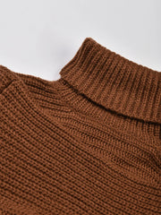 Asymmetrical Turtleneck Batwing Knit Shawl