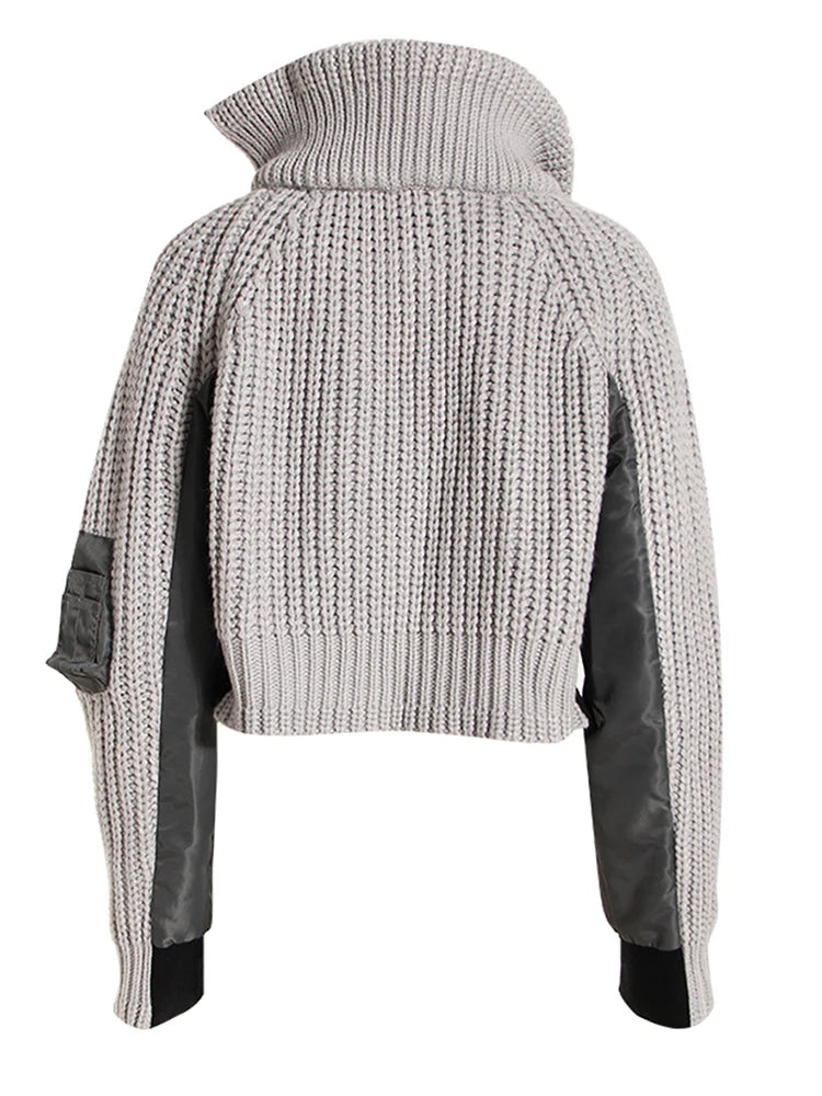 Graycolor-block Sweater Jacket