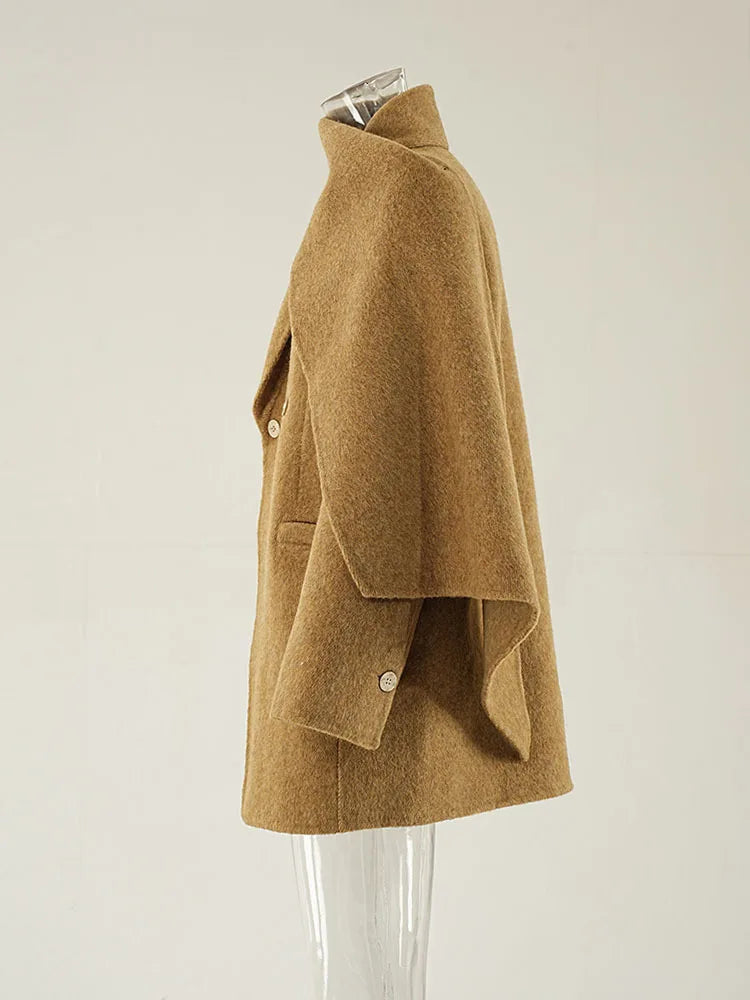 Woolen Scarf Collar Coat