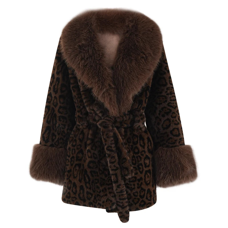 Brown Leopard Faux Fur Jacket