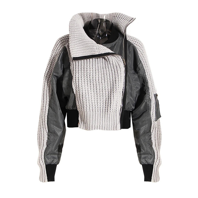 Graycolor-block Sweater Jacket