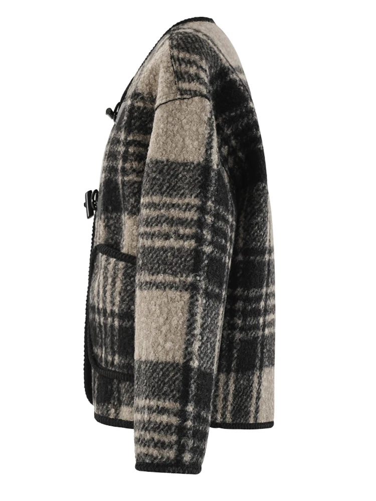 Plaid Woolen Coat