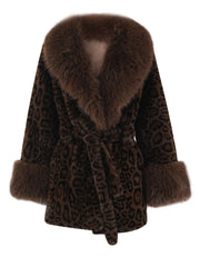 Brown Leopard Faux Fur Jacket