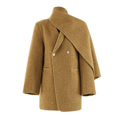 Woolen Scarf Collar Coat