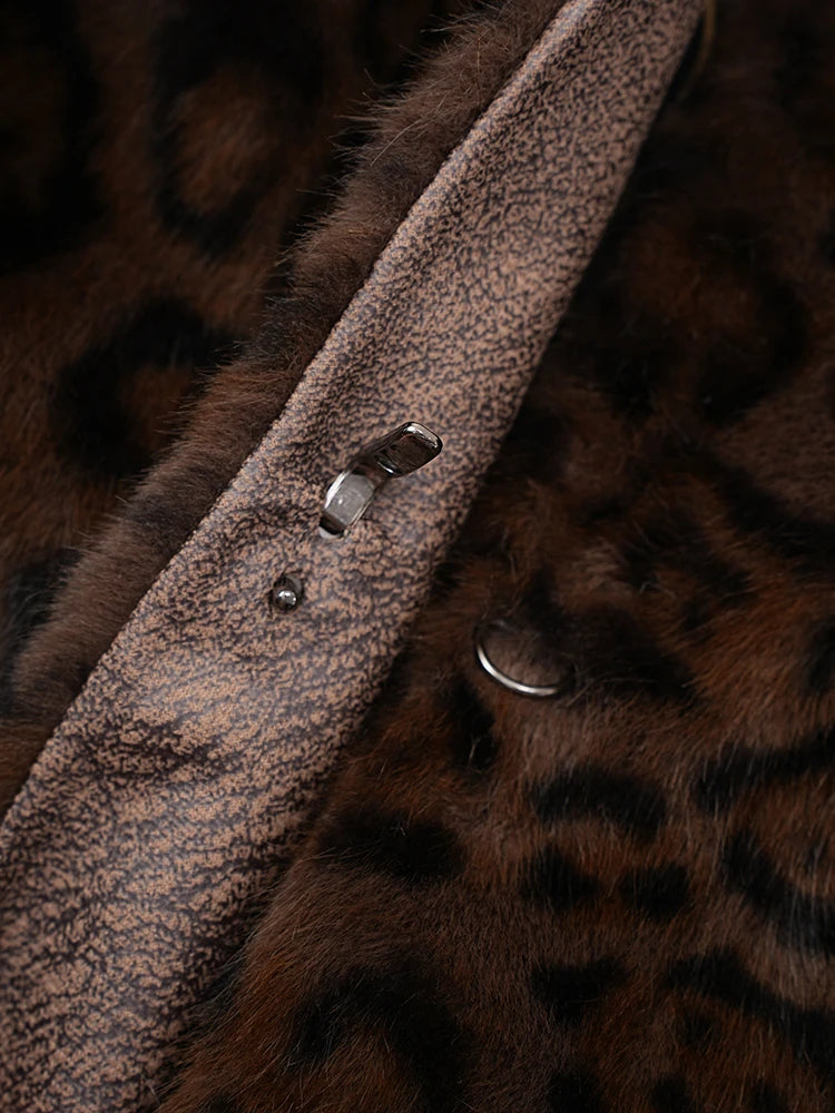 Brown Leopard Faux Fur Jacket