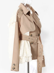 Khaki Lace Ruffles Jacket