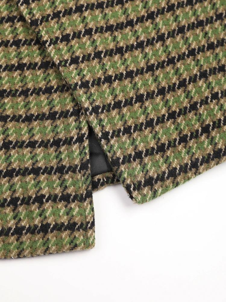 Green Plaid Woolen Jacket